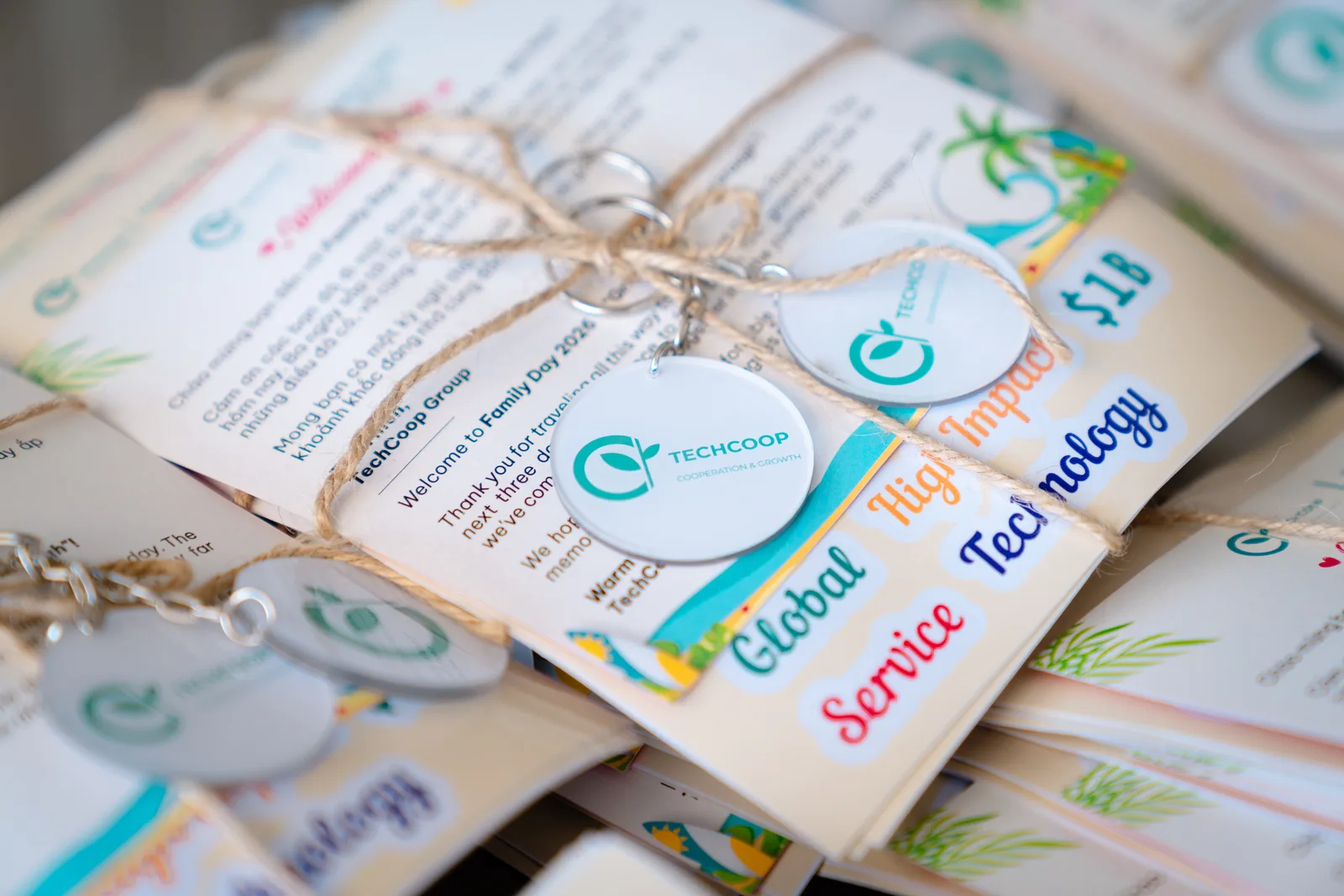 TechCoop event badges and welcome materials