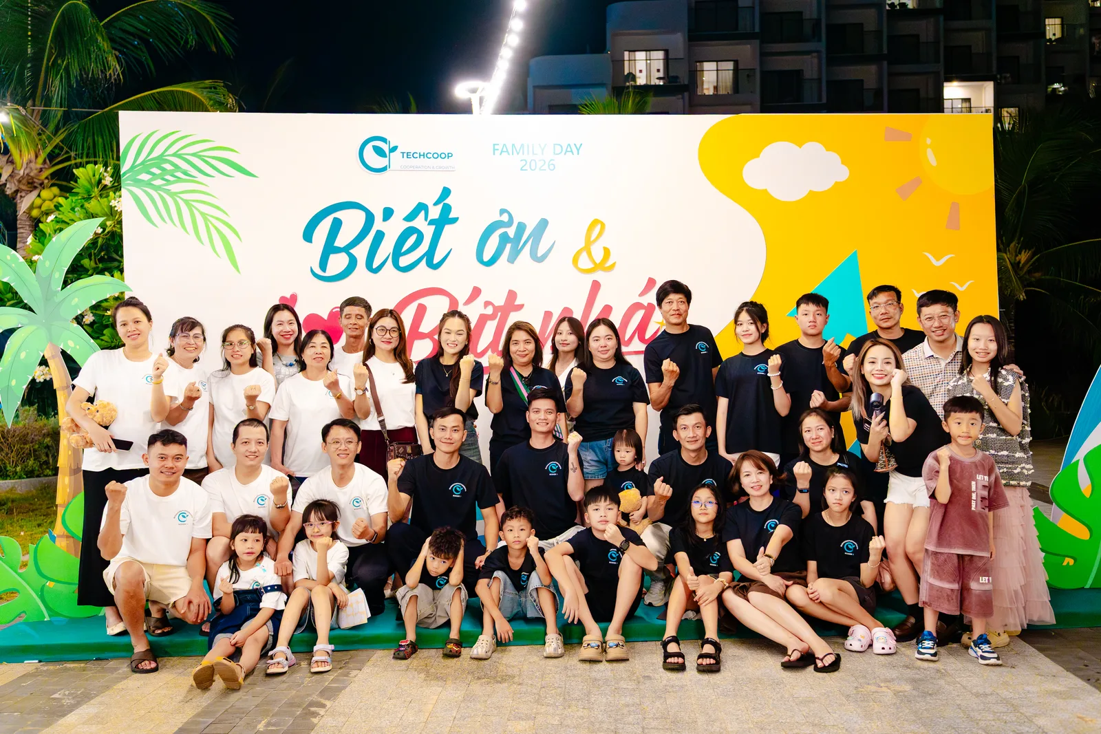 TechCoop colleagues and families gathered at a company family day