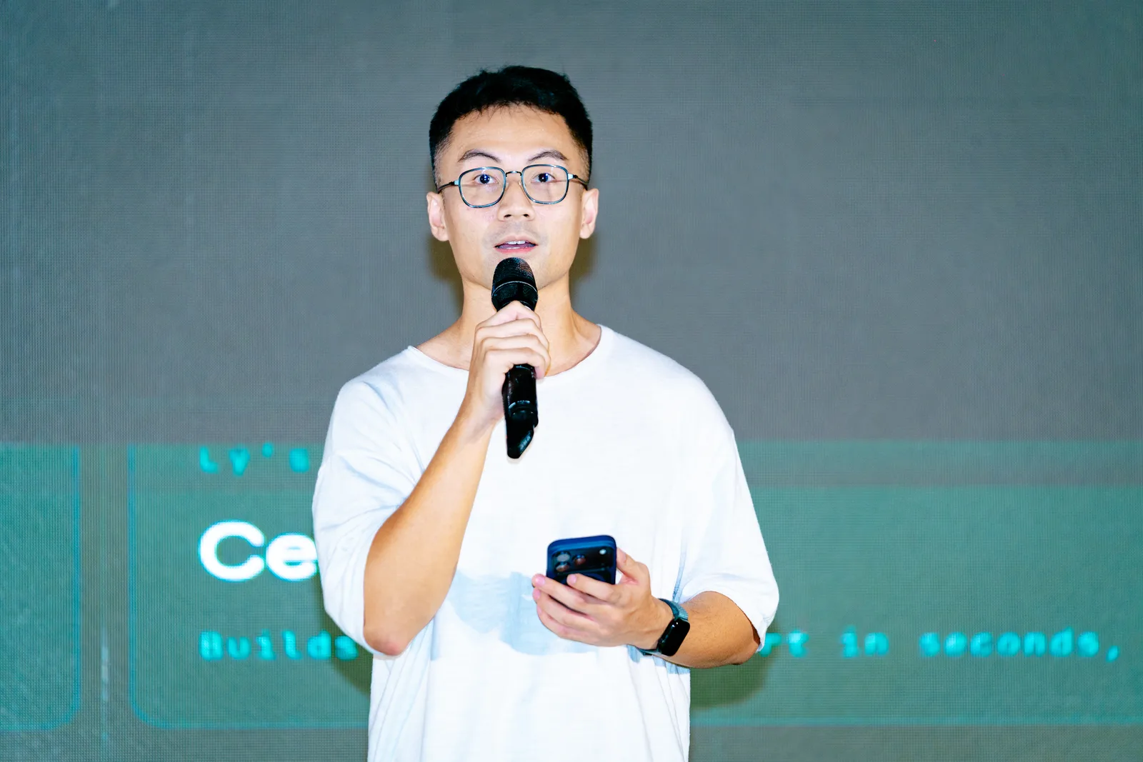 TechCoop colleague speaking at a company event
